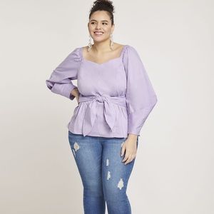 tie front puff sleeve top eloquii